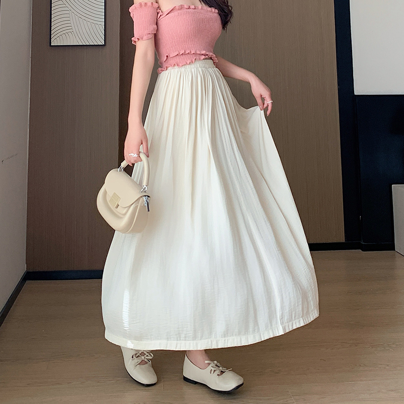 Pleated summer long skirt supple skirt for women