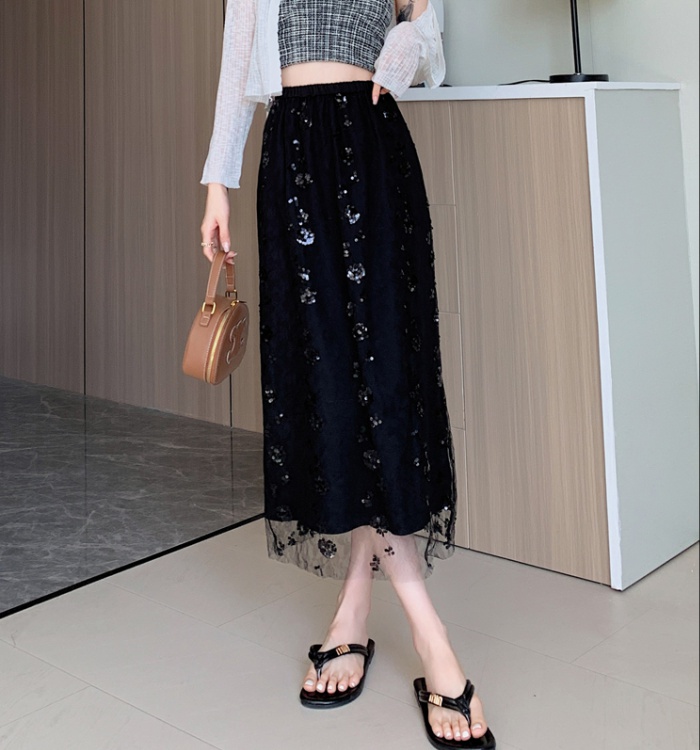 Gauze slim skirt summer double long dress for women