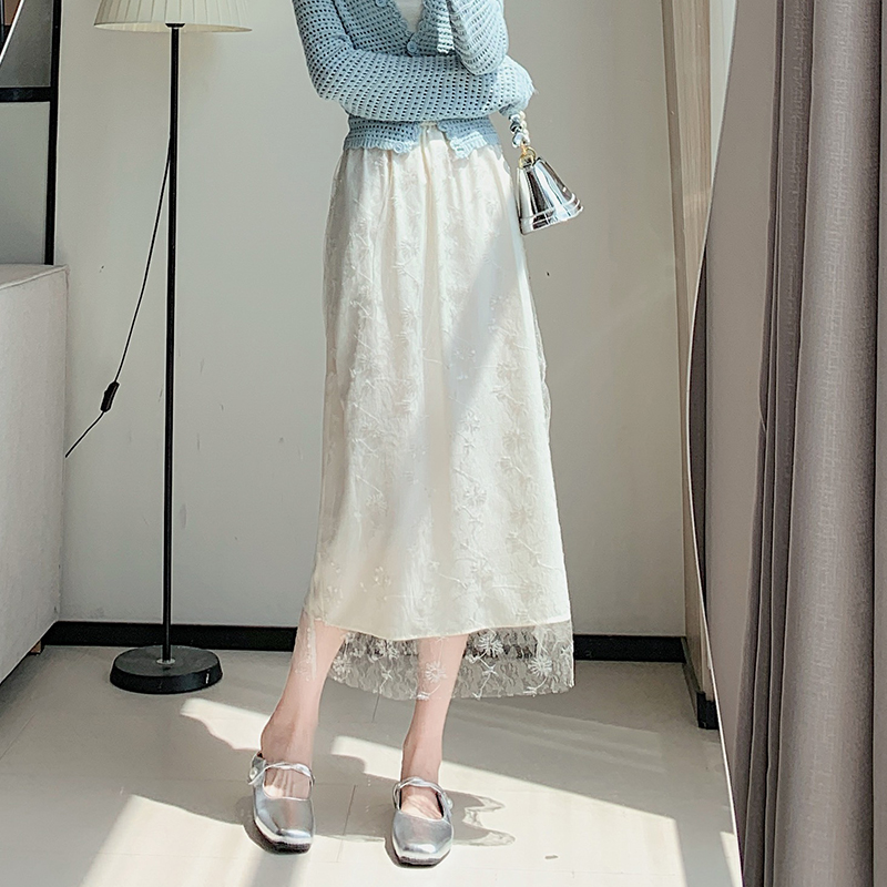 Gauze slim skirt summer double long dress for women