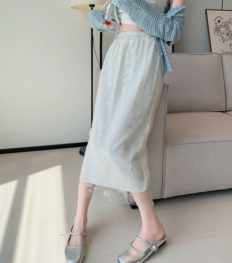 Gauze slim skirt summer double long dress for women