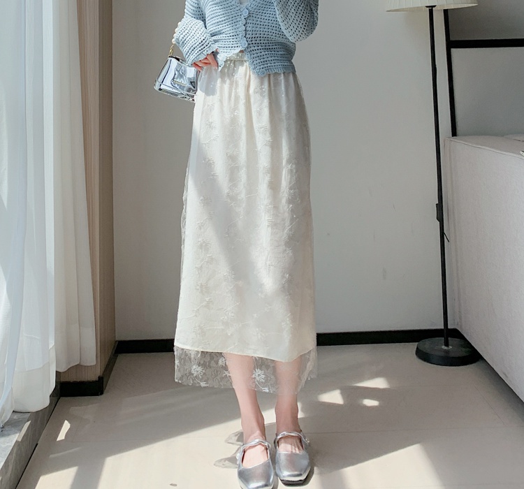 Gauze slim skirt summer double long dress for women