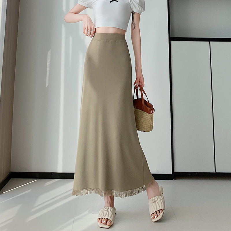 Summer high waist skirt package hip long skirt