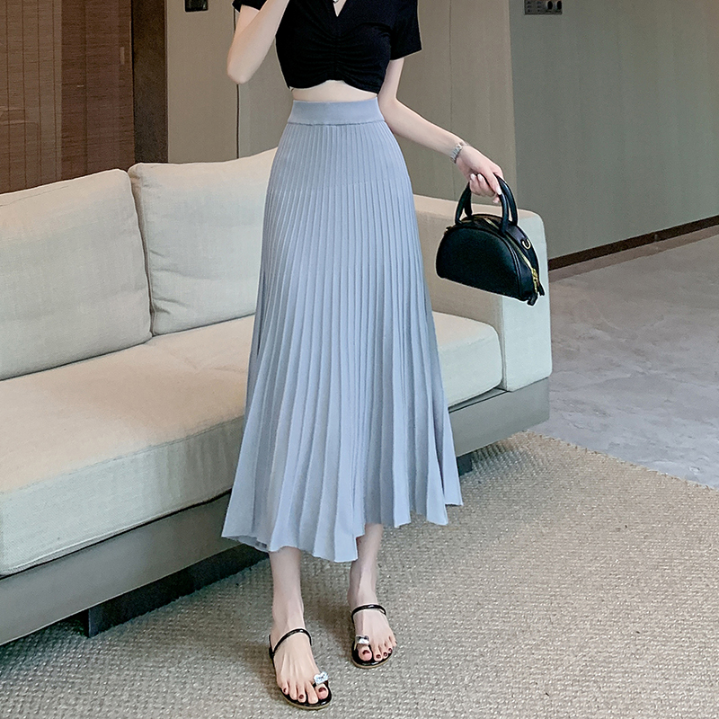 A-line knitted skirt summer long skirt for women