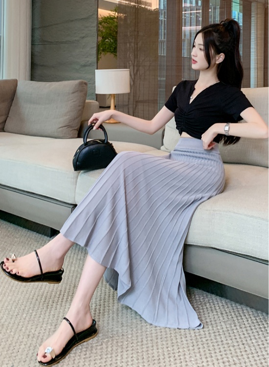 A-line knitted skirt summer long skirt for women