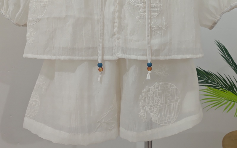 Maiden summer doll shirt Chinese style shorts a set