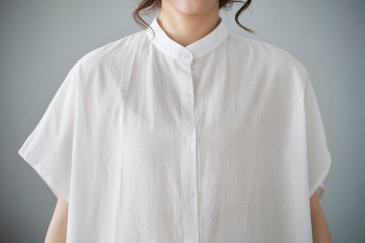 All-match unique long tops niche split cotton linen shirt