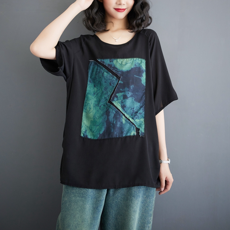 Round neck fat tops large yard T-shirt for women