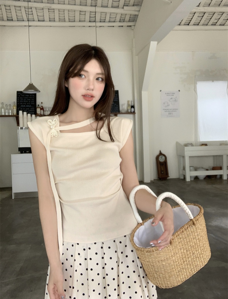 Chinese style round neck short tender show young T-shirt