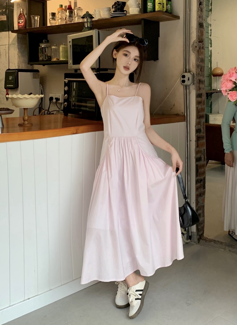 Romantic strap dress vacation dress for women