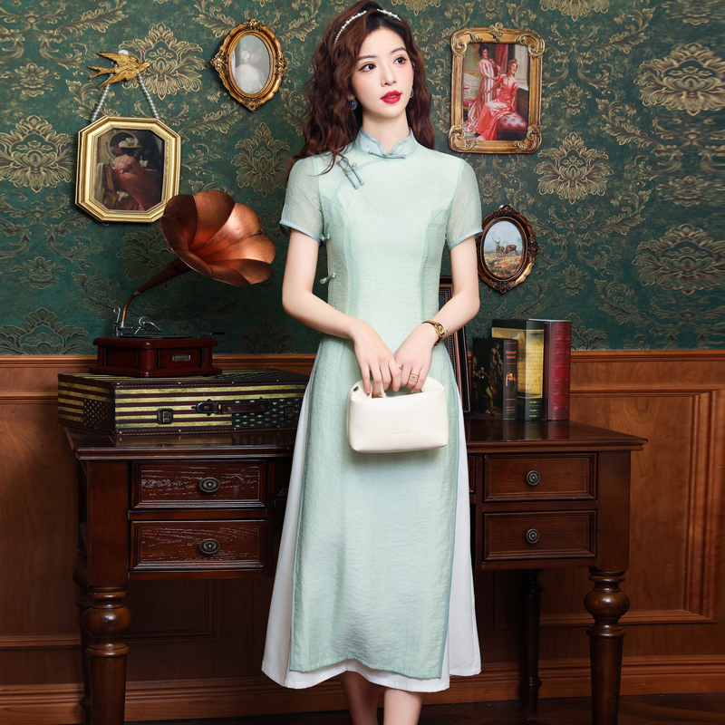 Plain jane Chinese style dress green cheongsam