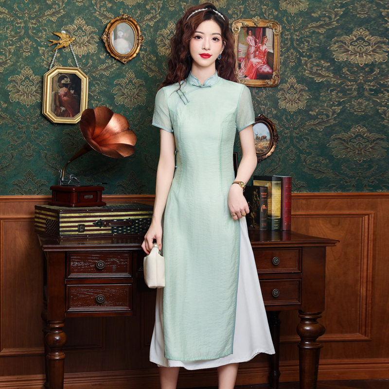 Plain jane Chinese style dress green cheongsam