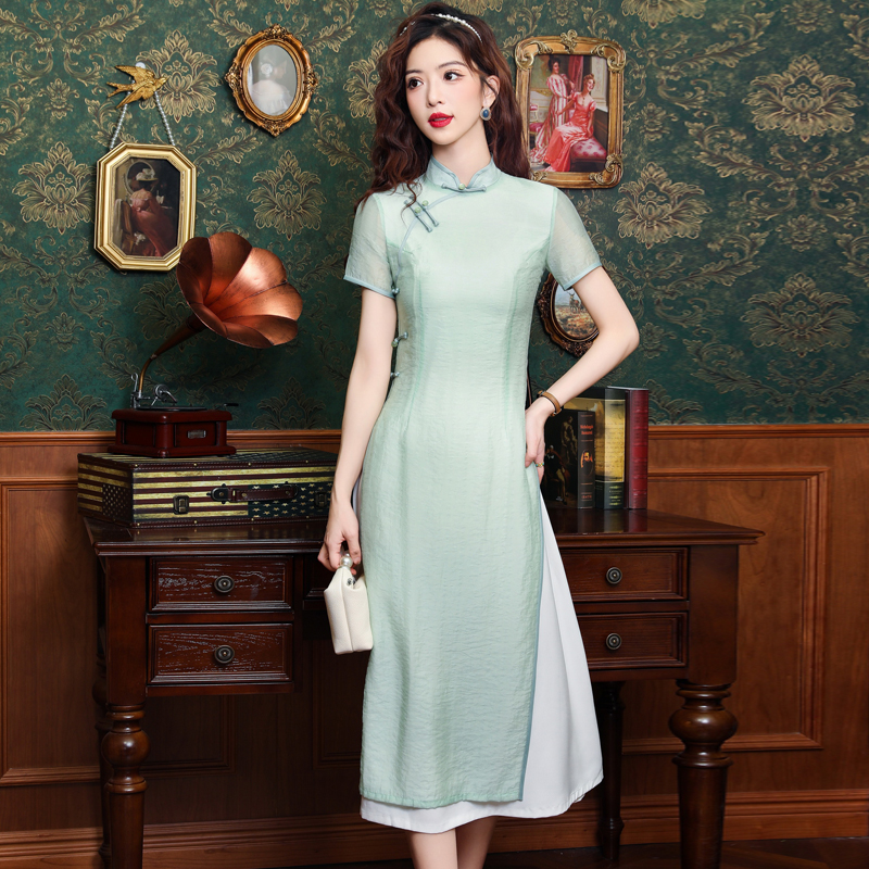 Plain jane Chinese style dress green cheongsam