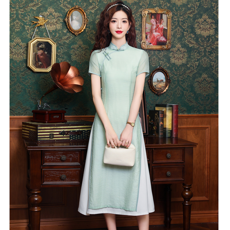 Plain jane Chinese style dress green cheongsam