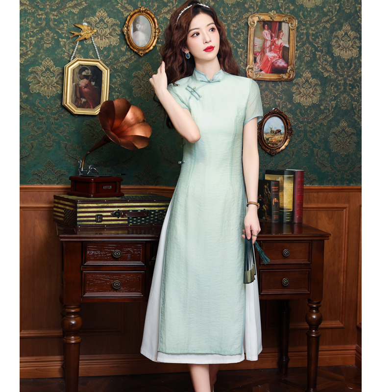 Plain jane Chinese style dress green cheongsam