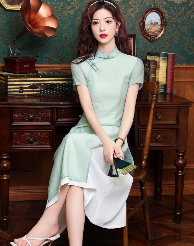 Plain jane Chinese style dress green cheongsam