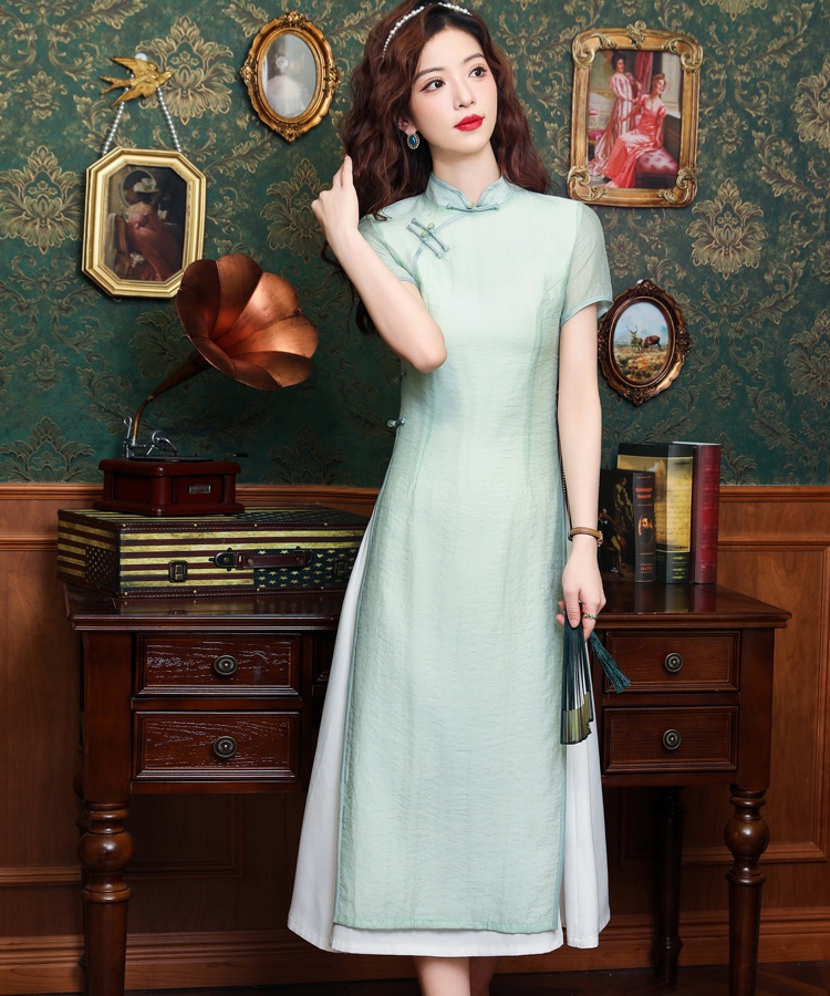 Plain jane Chinese style dress green cheongsam