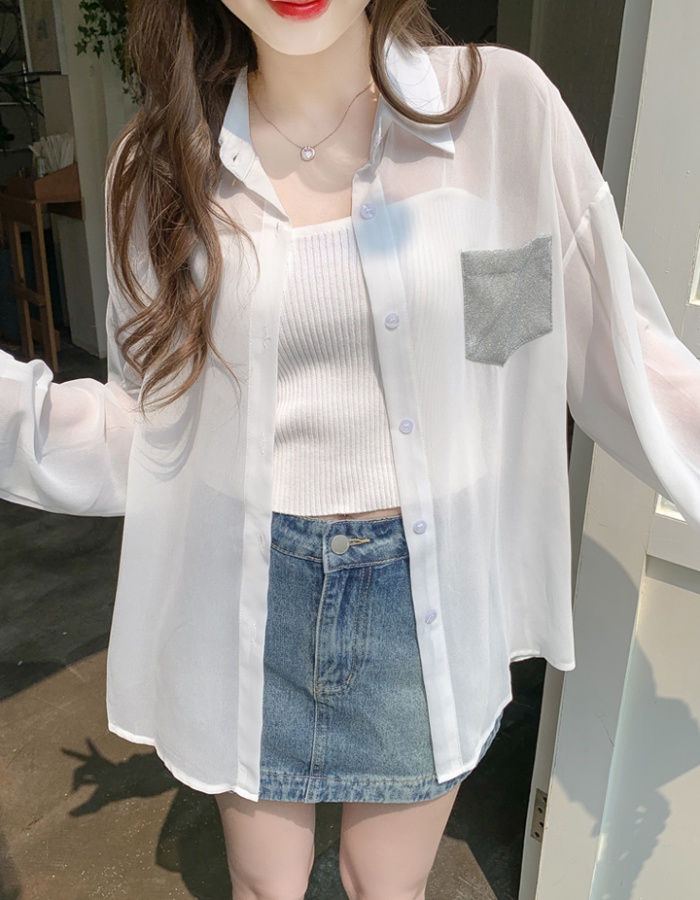 Summer white coat ice silk cardigan for women