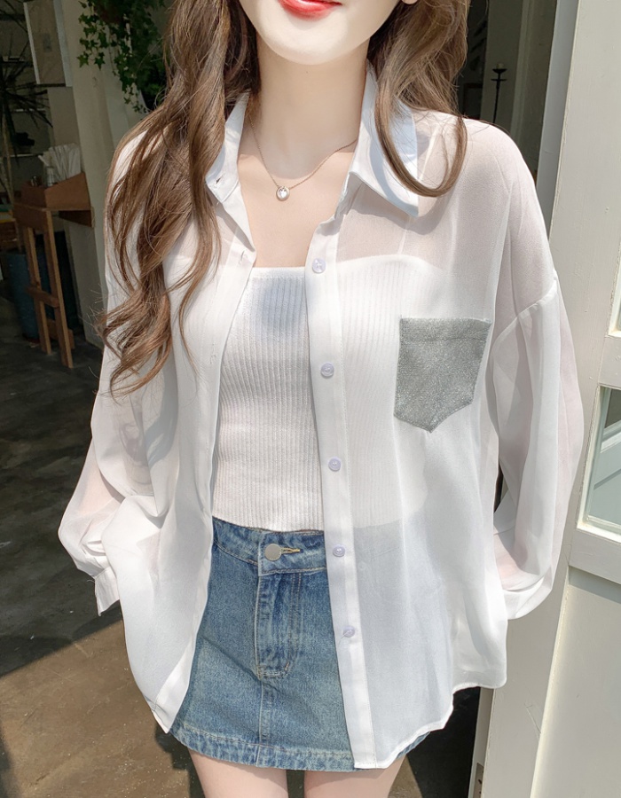 Summer white coat ice silk cardigan for women