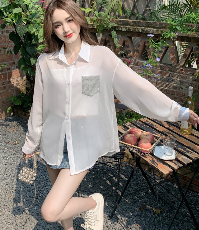 Summer white coat ice silk cardigan for women