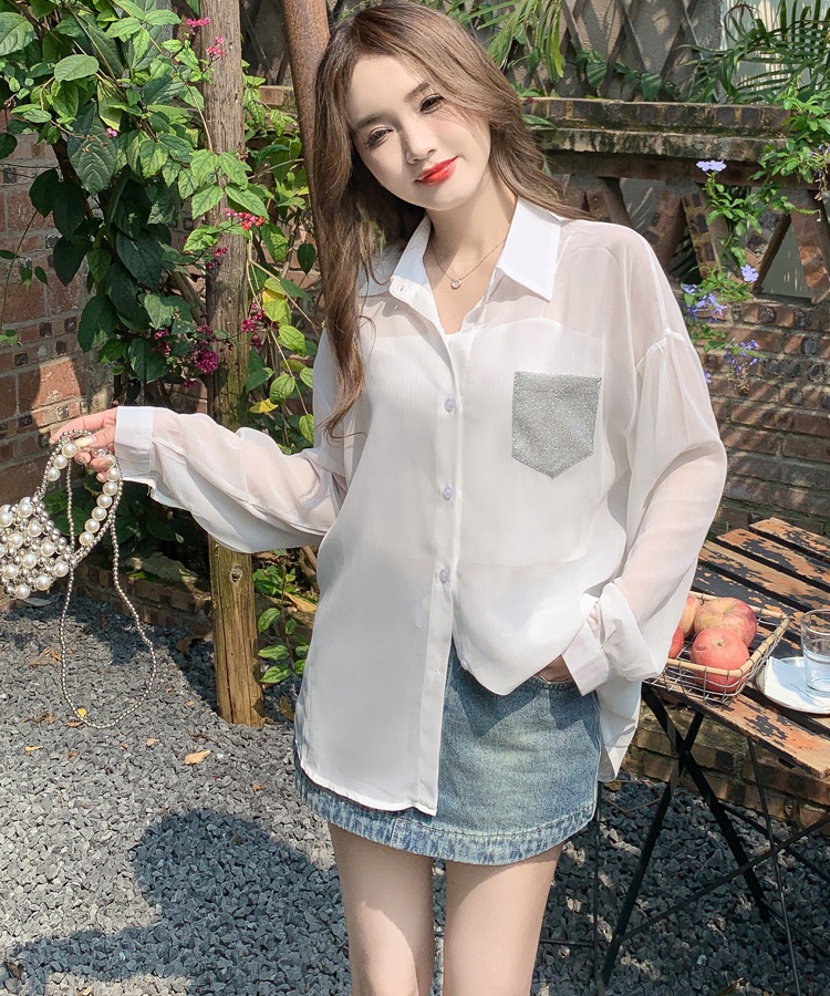 Summer white coat ice silk cardigan for women