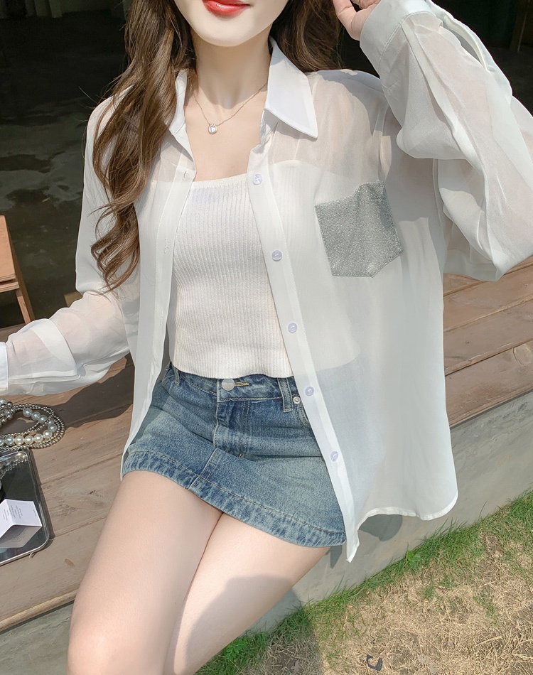 Summer white coat ice silk cardigan for women