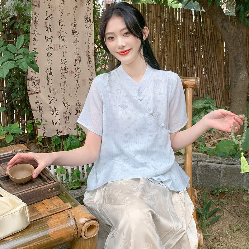 Summer Chinese style tops Han clothing shirt for women
