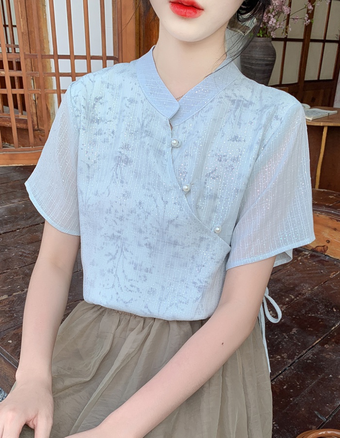 Summer Chinese style tops Han clothing shirt for women