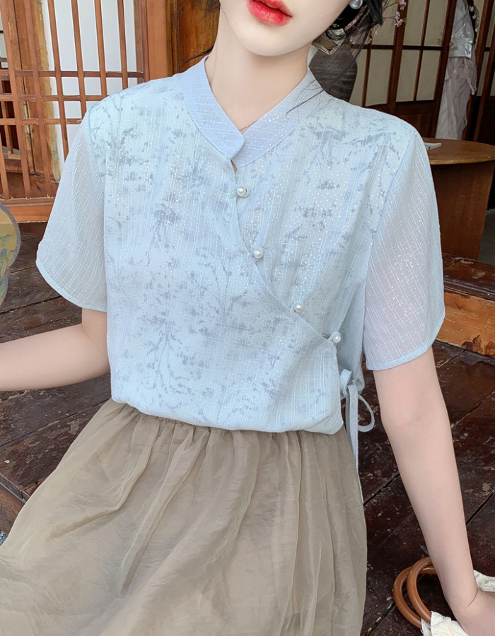 Summer Chinese style tops Han clothing shirt for women