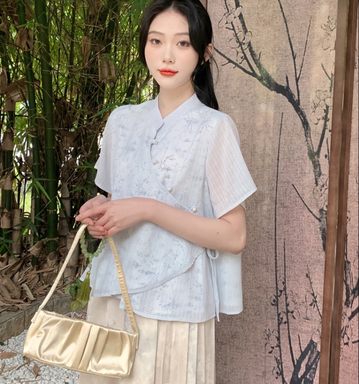 Summer Chinese style tops Han clothing shirt for women