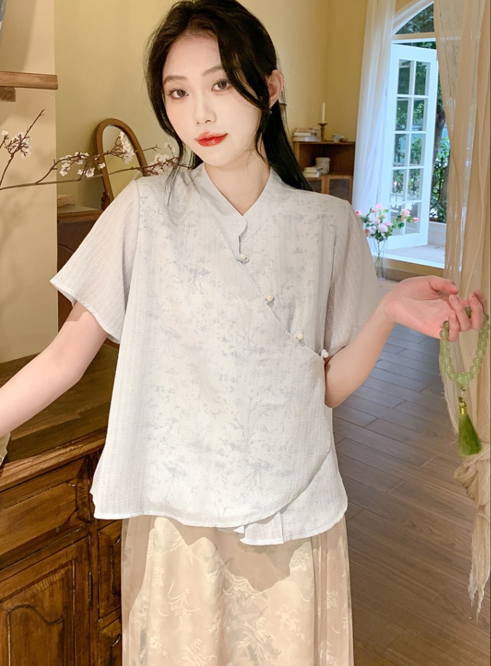 Summer Chinese style tops Han clothing shirt for women