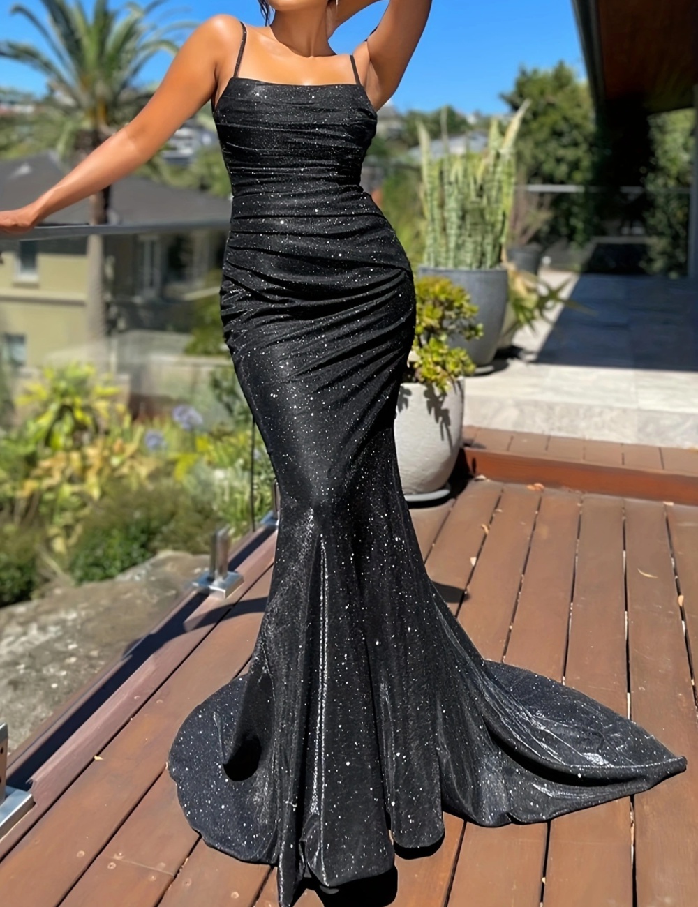 Slim elegant long dress sling formal dress for women