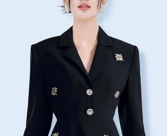 Rhinestone organza elegant dress spring niche business suit