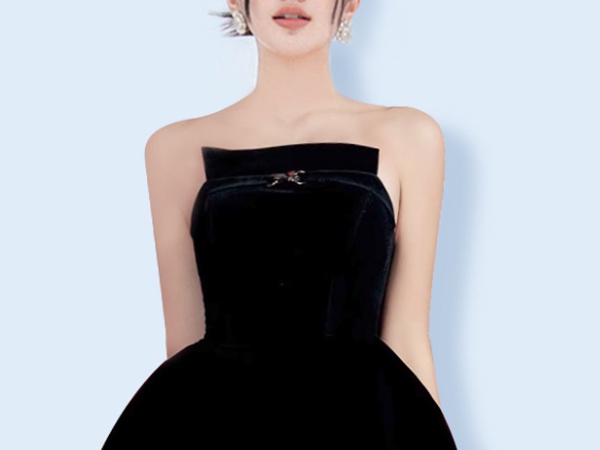 Summer pinched waist temperament black dress for women