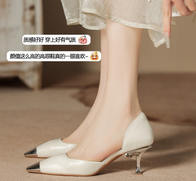 Small square head fine-root summer sheepskin sandals for women