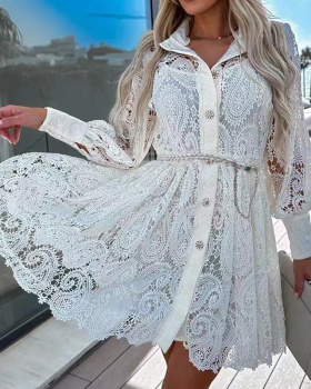 Summer bubble with belt lace bottoming dress a set