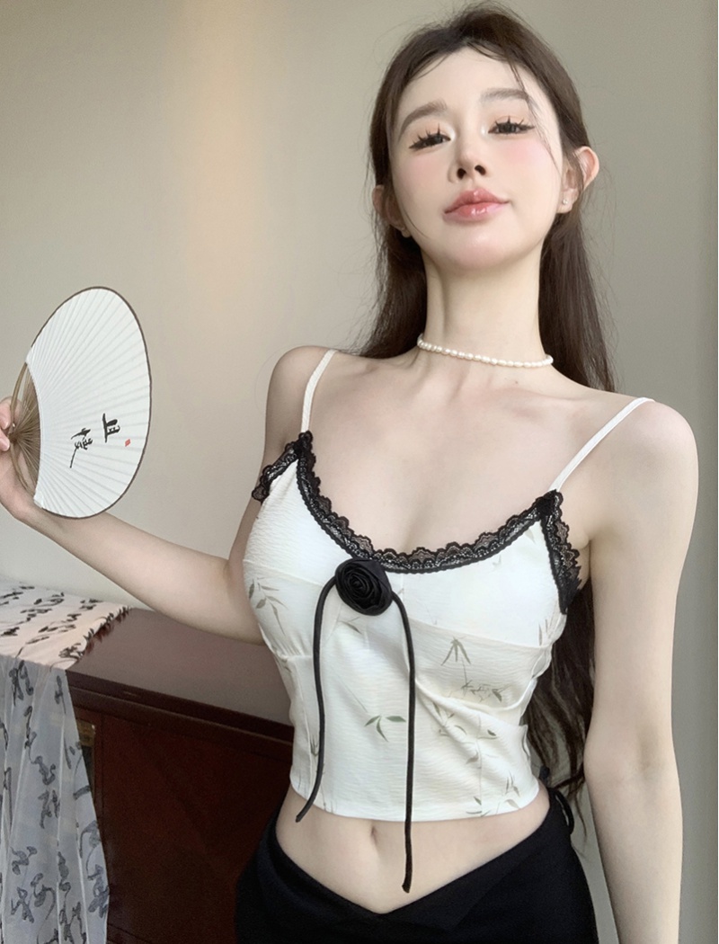 Lace Chinese style bottoming shirt sling V-neck vest for women