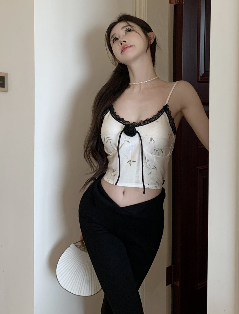 Lace Chinese style bottoming shirt sling V-neck vest for women