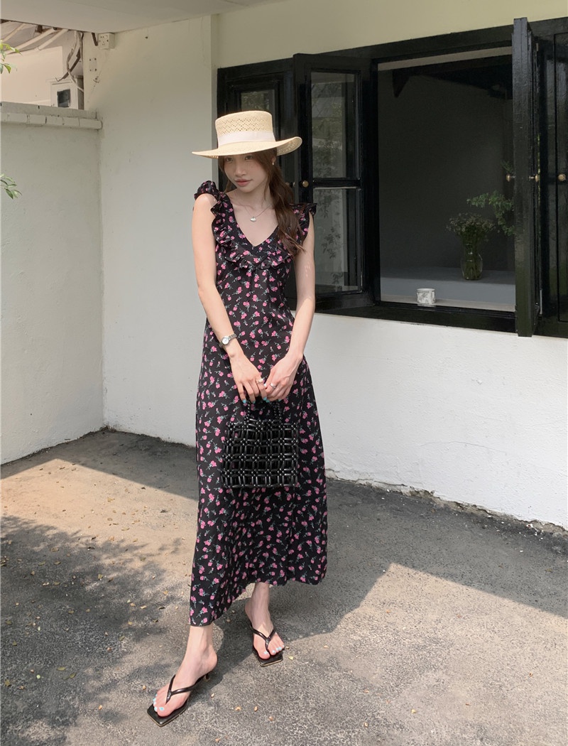 Retro France style wear Korean style floral dress