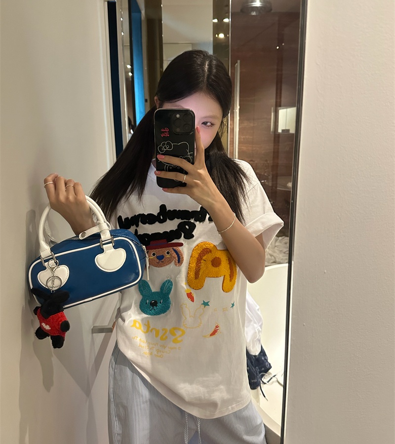 Pullover cartoon tops all-match summer T-shirt for women