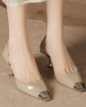 Iron sandals sheepskin high-heeled shoes for women
