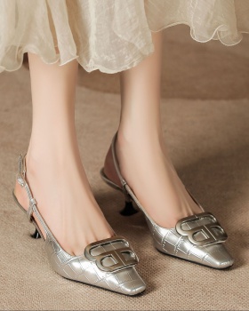 Big metal buckles shoes sheepskin sandals for women