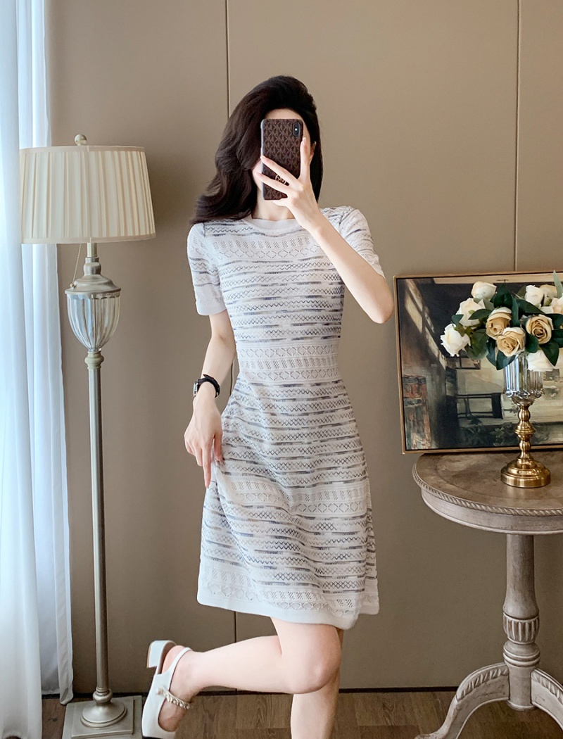 A-line small fellow chanelstyle high waist dress for women