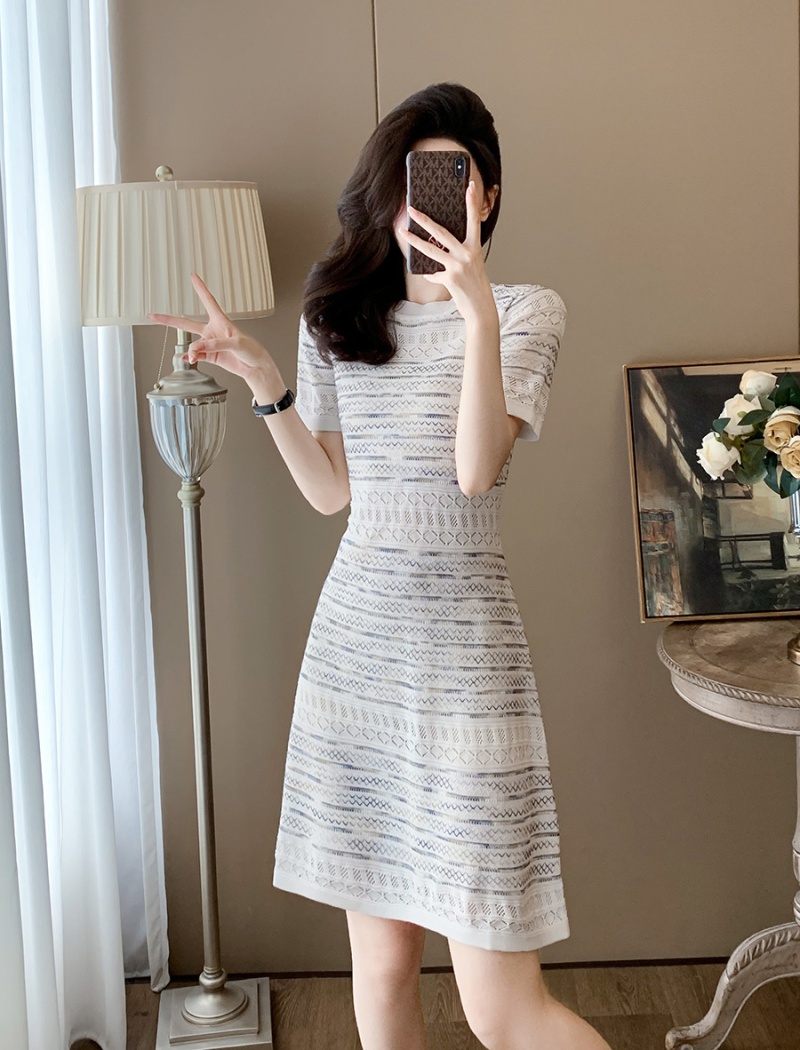 A-line small fellow chanelstyle high waist dress for women