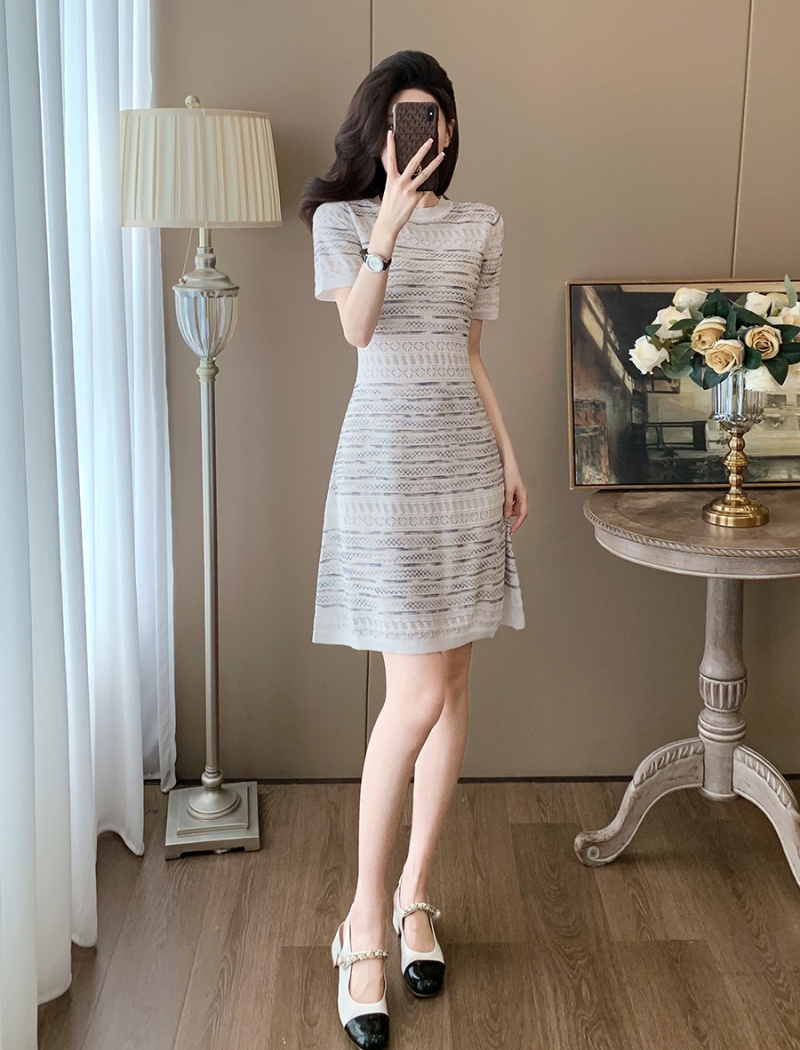 A-line small fellow chanelstyle high waist dress for women