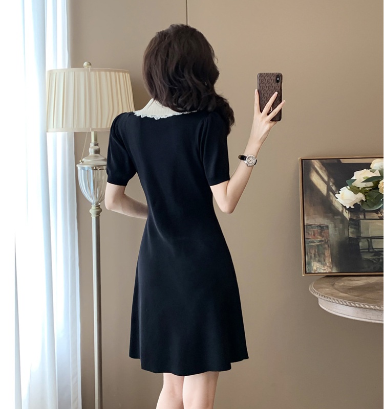 High waist knitted A-line ice silk dress for women