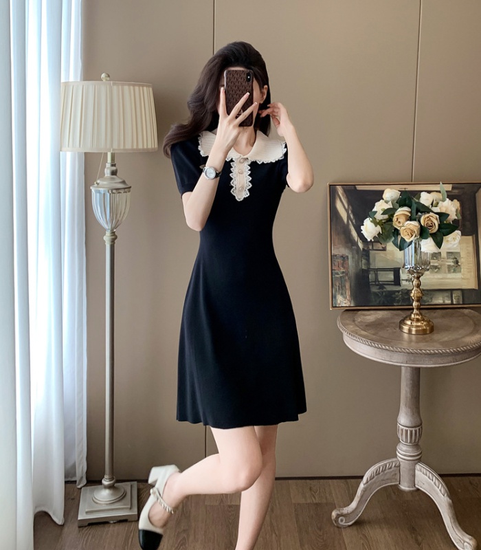 High waist knitted A-line ice silk dress for women