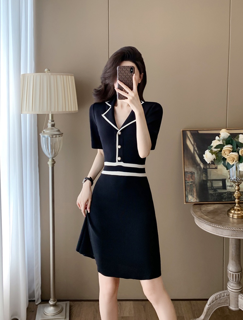 A-line high waist knitted dress for women