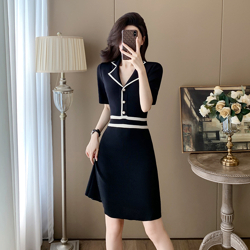 A-line high waist knitted dress for women