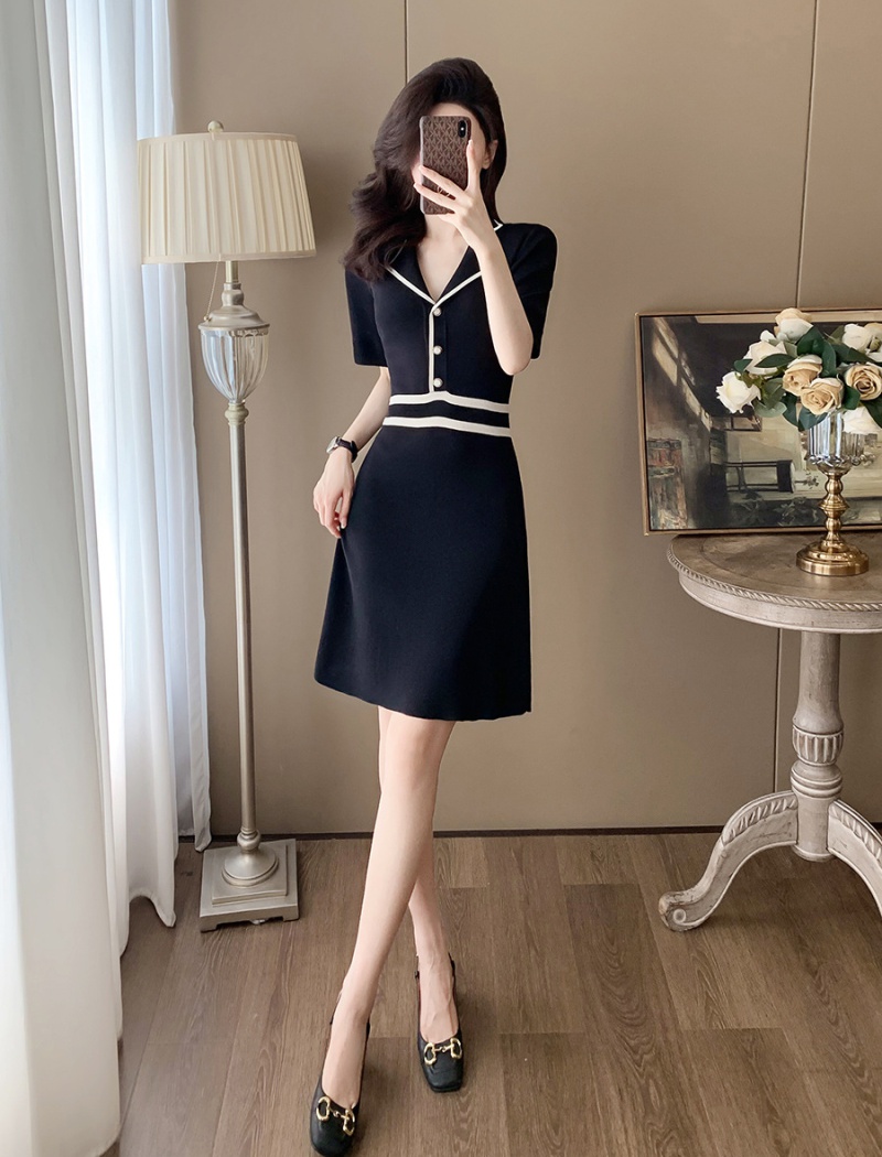 A-line high waist knitted dress for women