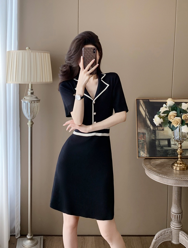 A-line high waist knitted dress for women